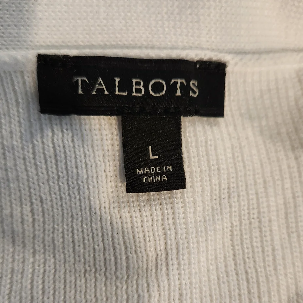 Women's Talbots White Cardigan, Size L - Picture 2 of 10